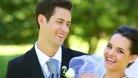 Happy-newlyweds-toasting-with-champagne