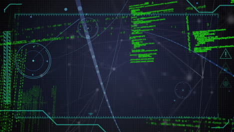 animación del procesamiento de datos a través de una red de conexiones con puntos brillantes