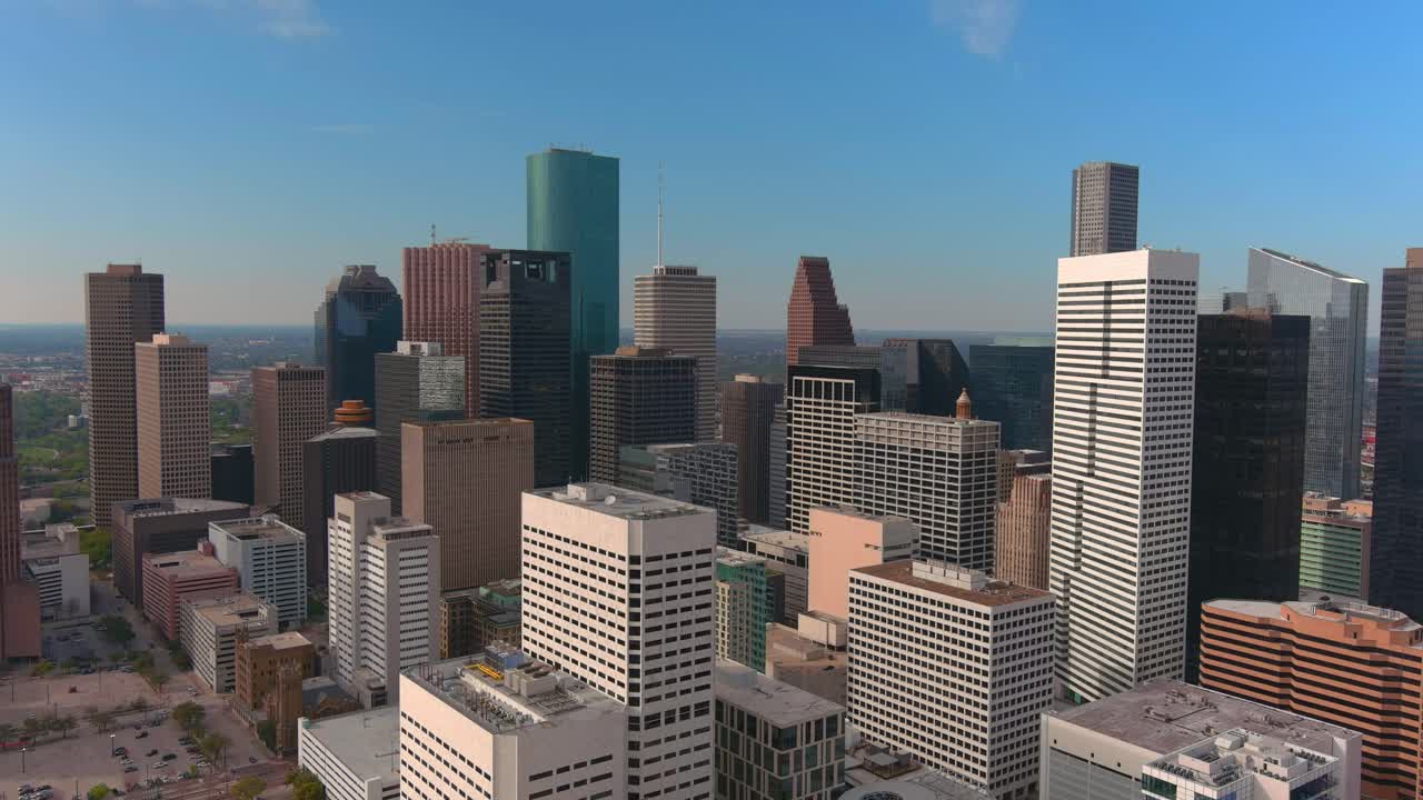 ángulo aéreo alto del centro de houston, área de texas