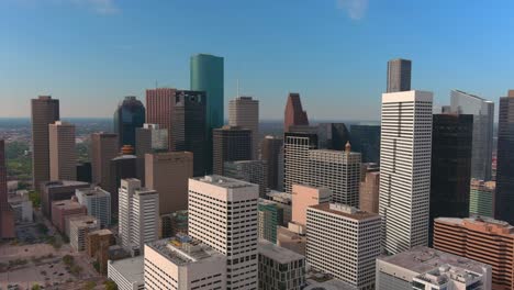 high angle aerial of the downtown houston, texas area