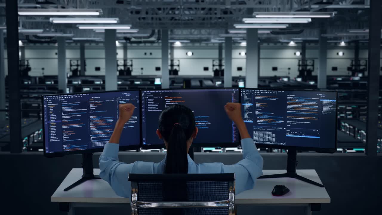 programador trabajando en un centro de datos