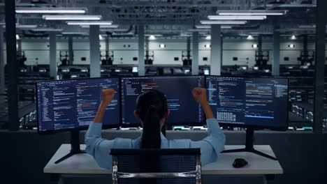 programmer working in a data center