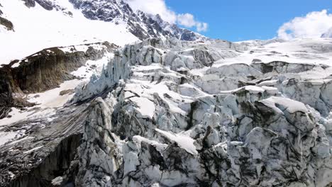 Aerial-take-of-argentière-glacier-in-the-french-alps,-nearby-Chamonix