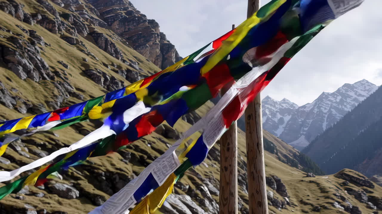 Colorful Prayer Flags in the Himalayas