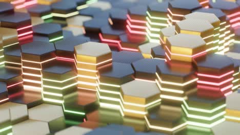 superficie futurista abstracta con coloridos hexágonos de fondo de patrón. fondo de concepto de alta tecnología.