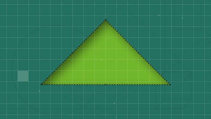 Animation of data processing and green triangle on green background