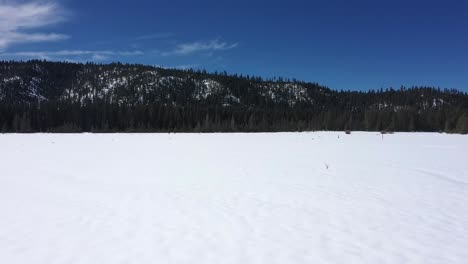 Slow-and-low-drone-flyover-of-snow-covered-meadow