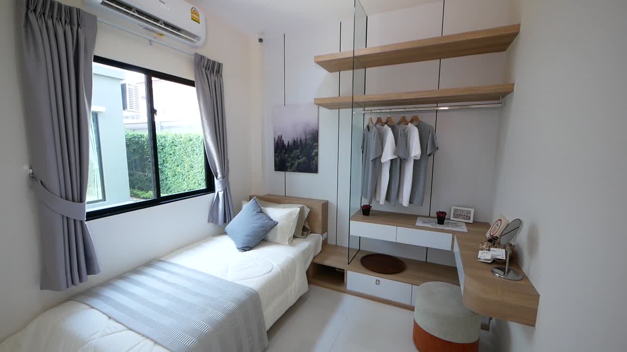 싱글 침대 장식 아이디어가 있는 세련되고 우아한 게스트 침실