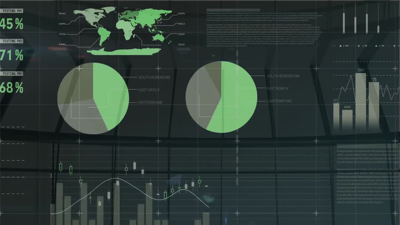 animación del procesamiento de datos financieros a través de ventanas