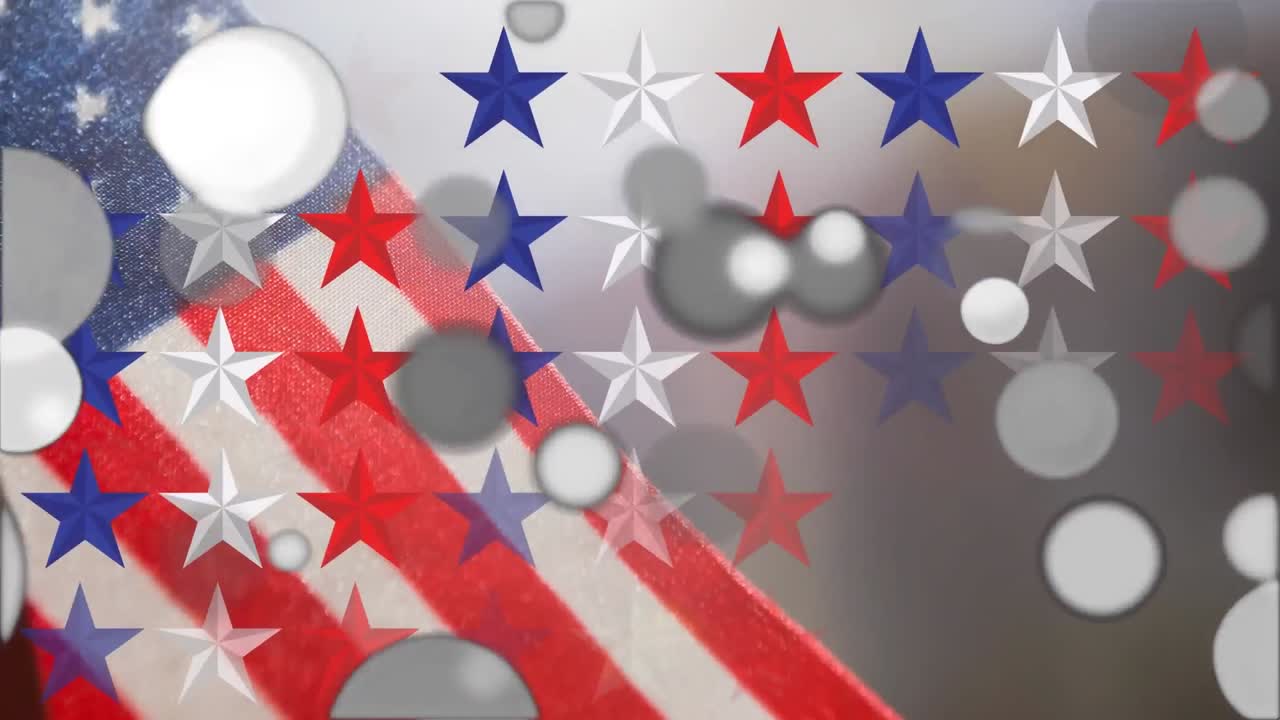 Animation of stars in red, white and blue of flag of united states of america