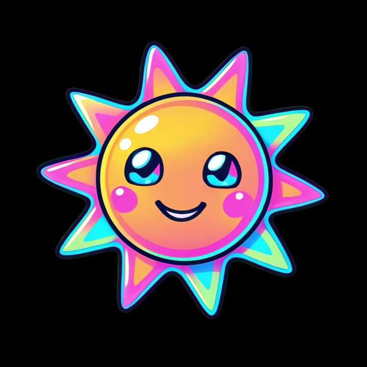 Personaggio sole Kawaii animato che ammicca e sorride