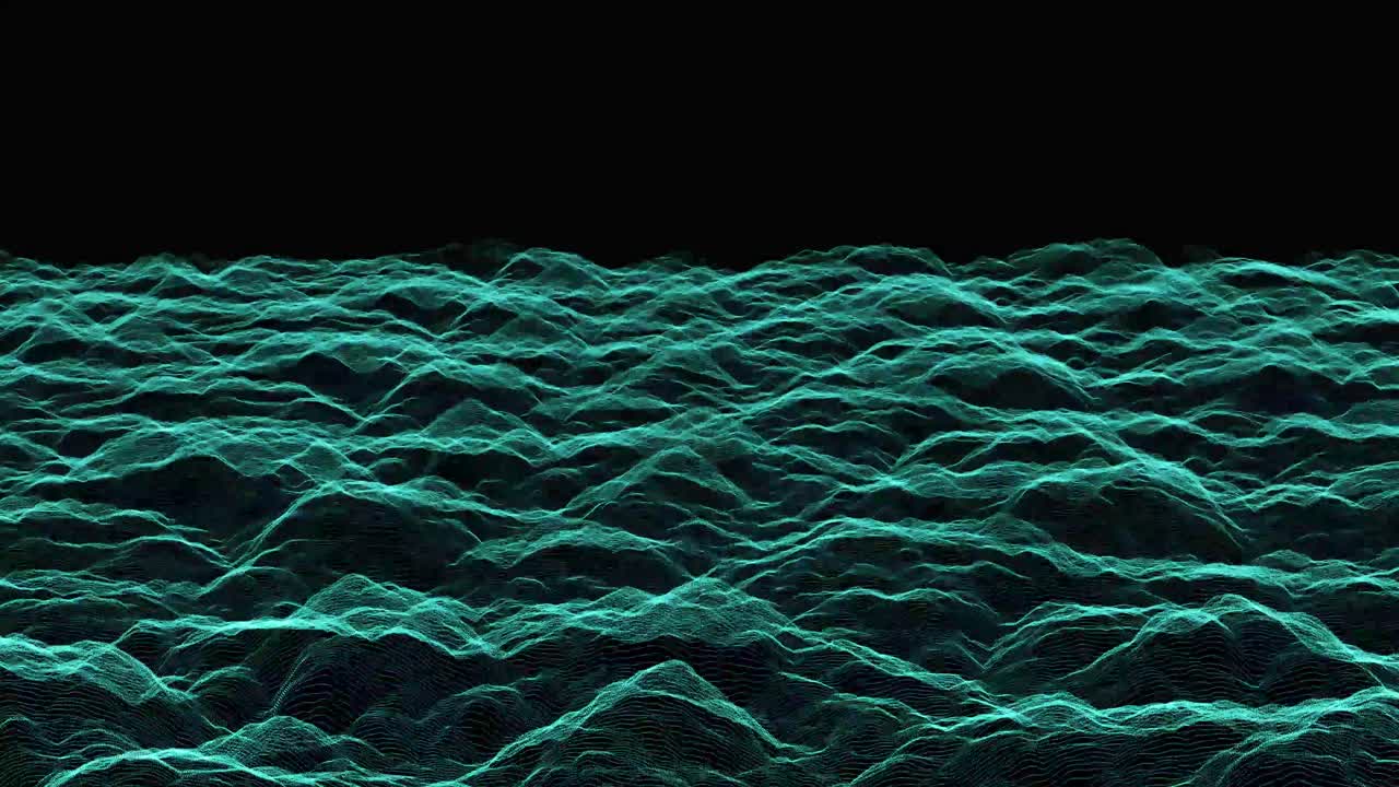 terreno áspero de paisaje montañoso en un mapa digital futurista que avanza en un bucle sin fin como si se viera desde un avión en un hud de pantalla de visualización frontal