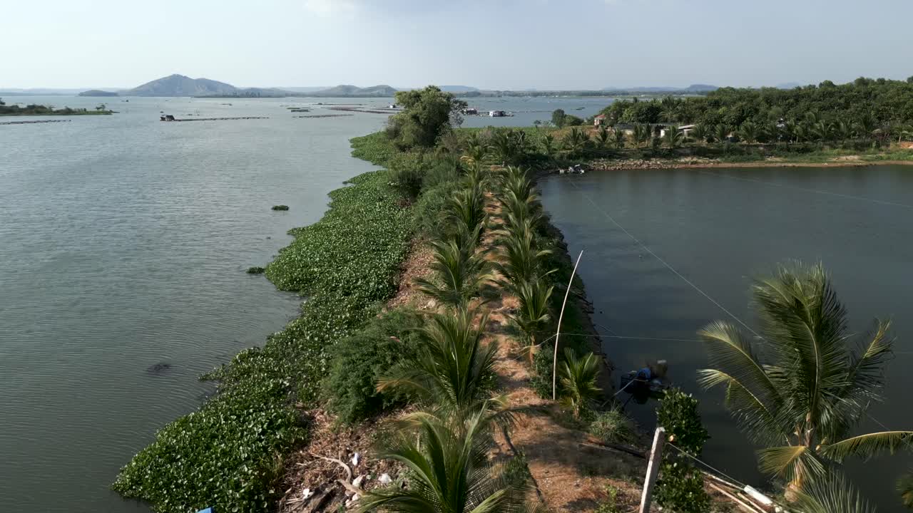Aerial View of Fish Farm and Lake Landscape