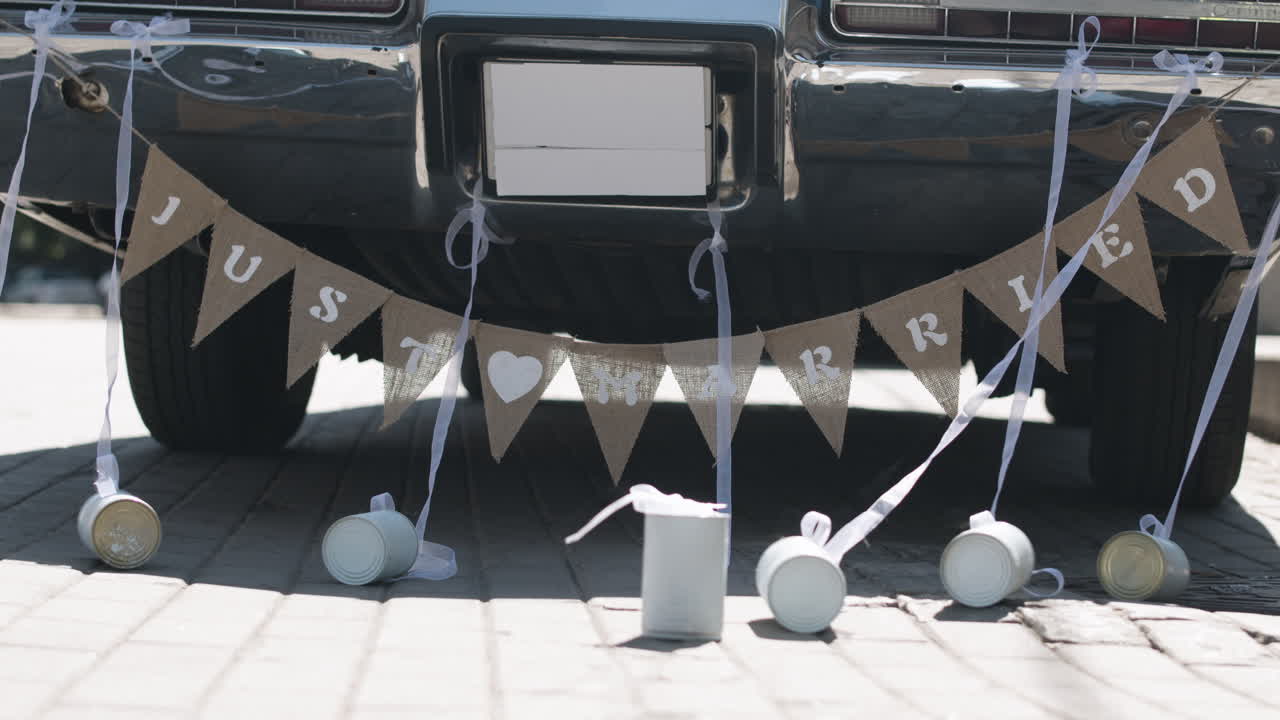 장식 된 자동차 의 뒷면