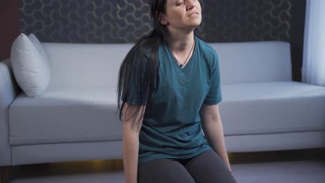 unhappy woman on her knees. exhausted.
