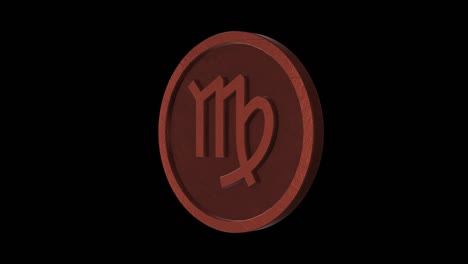 virgo zodiac sign medallion. metal copper. alpha channel