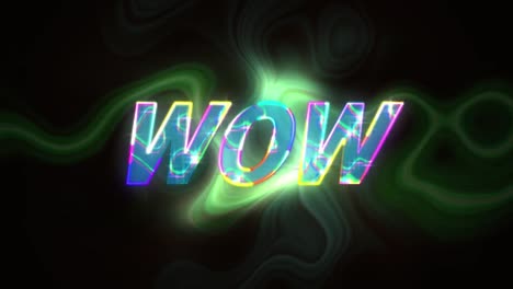 animación de la palabra wow en la pantalla de un videojuego de computadora