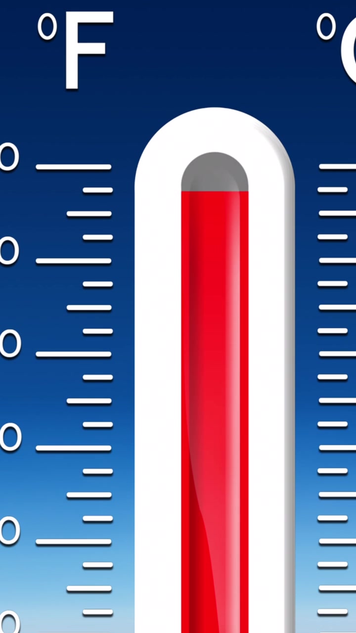 Animation of thermometer on blue background