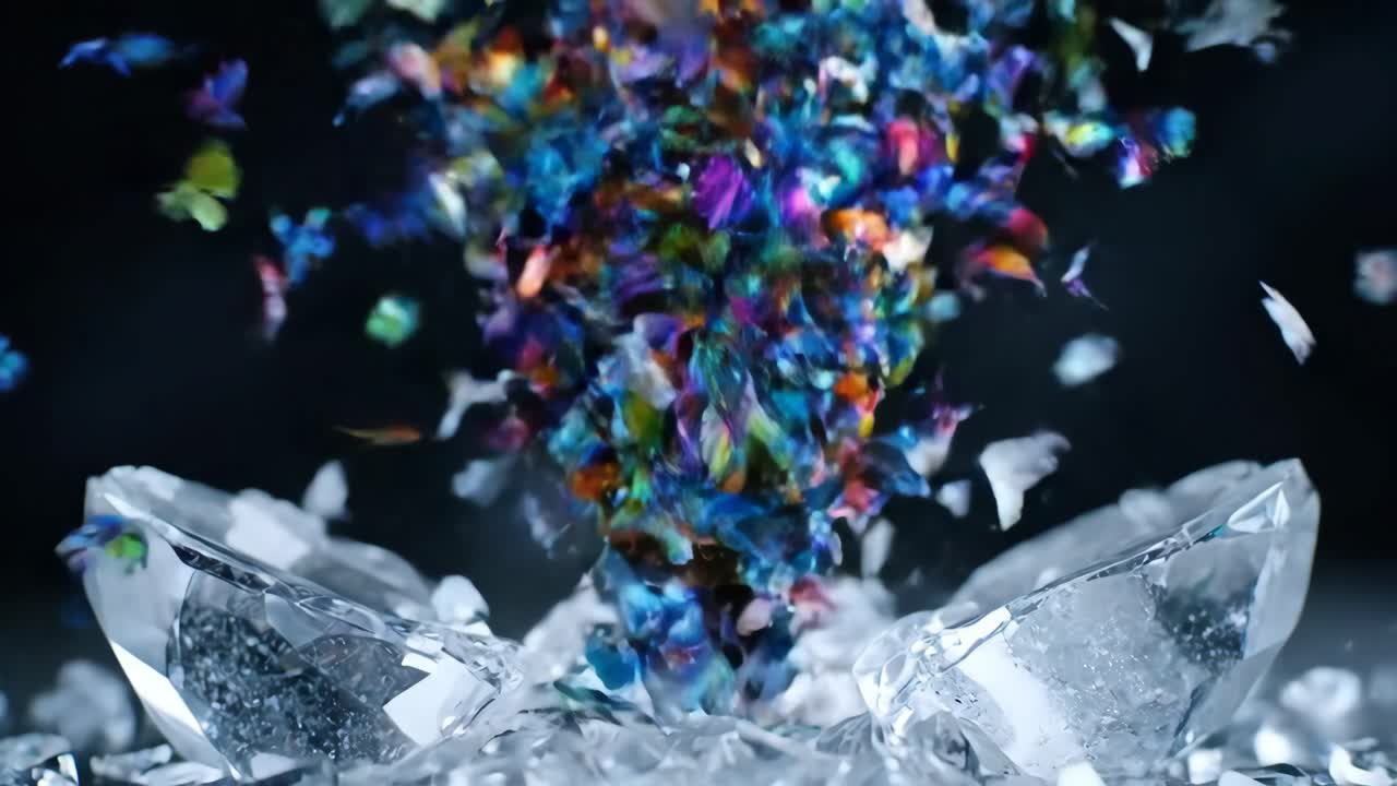 Water splashing on crystal diamond