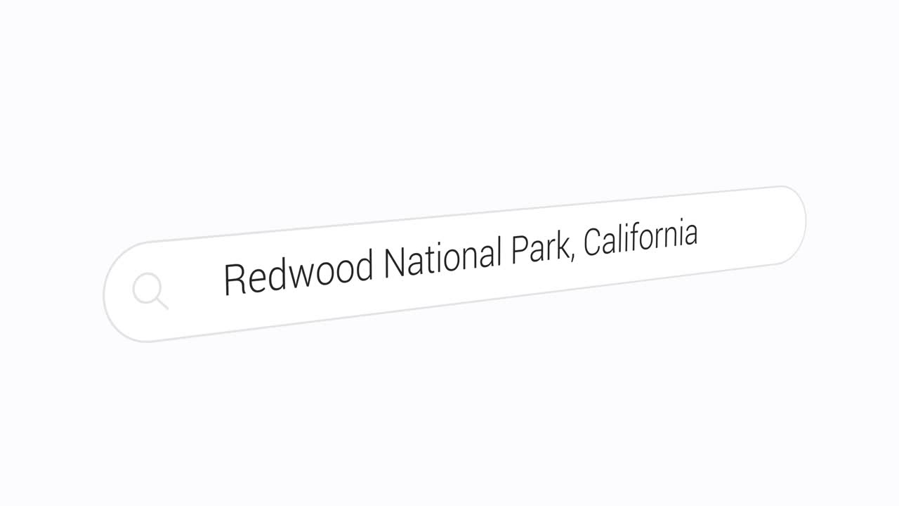 Typing Redwood National Park, California on the Search Engine