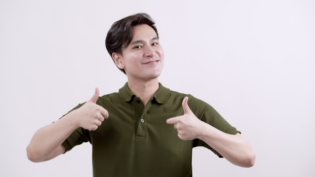 A cheerful individual expresses positivity with thumbs up symbolizing success and happiness.
