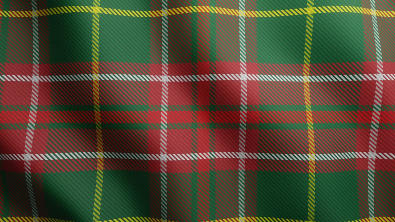 Motivo geometrico continuo in loop con tartan di Terranova. Grafica in movimento con superficie ondeggiante di tartan canadese