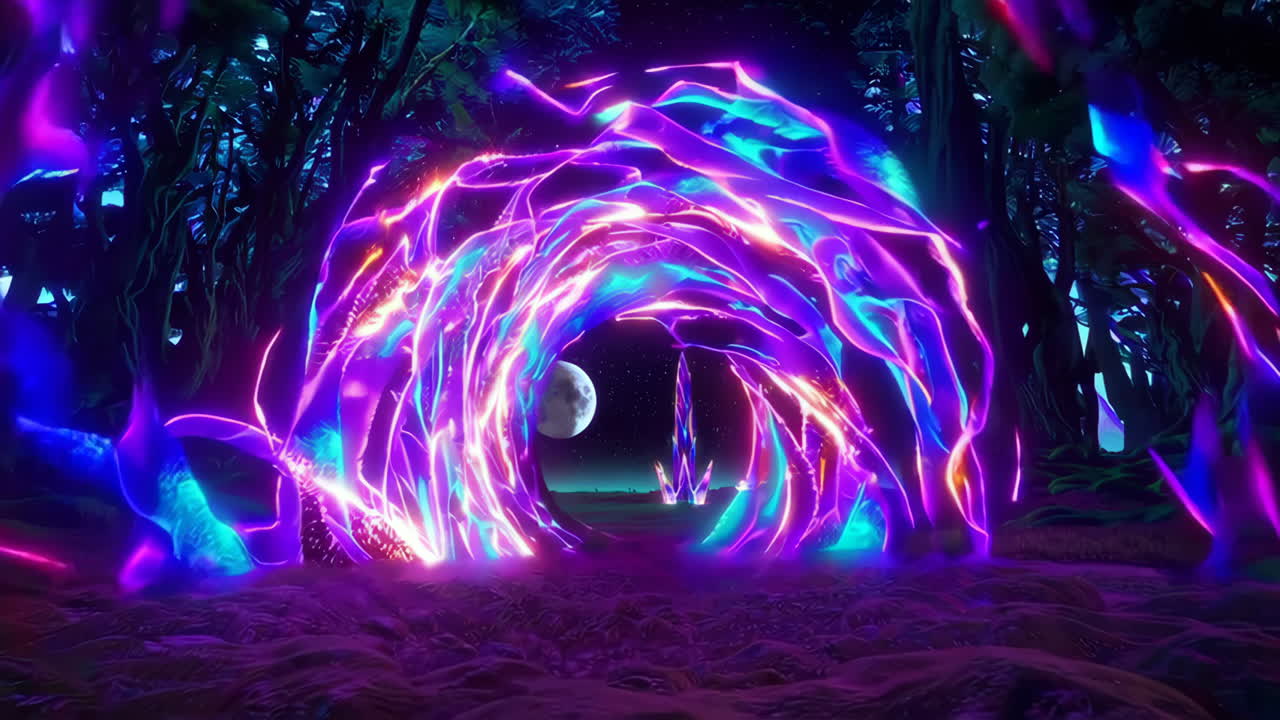 Mystical Forest Portal with Glowing Crystals