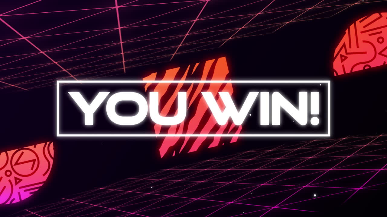 animación pantalla de videojuegos vintage con las palabras que gana escrito