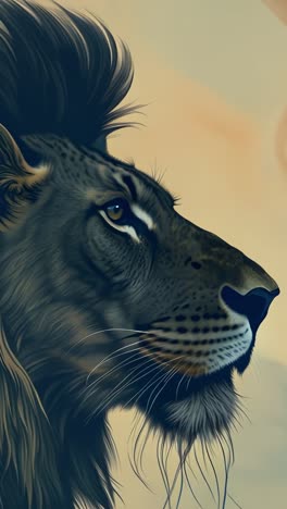 majestic lion profile against abstract background