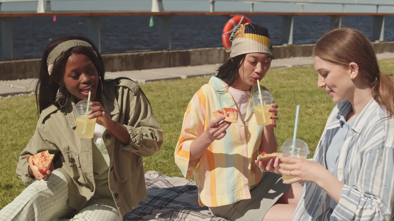 Cheerful Girlfriends on Summer Picnic