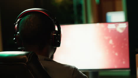 player communicating with teammates through headset mic during game