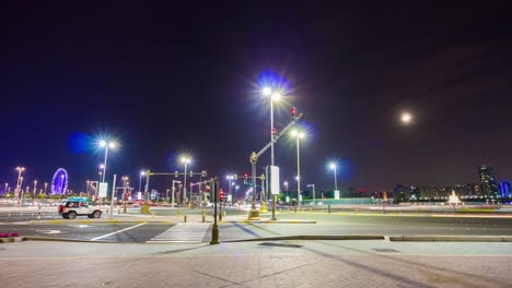 abu dhabi night light marina traffic crossroad street panorama 4k time lapse uae