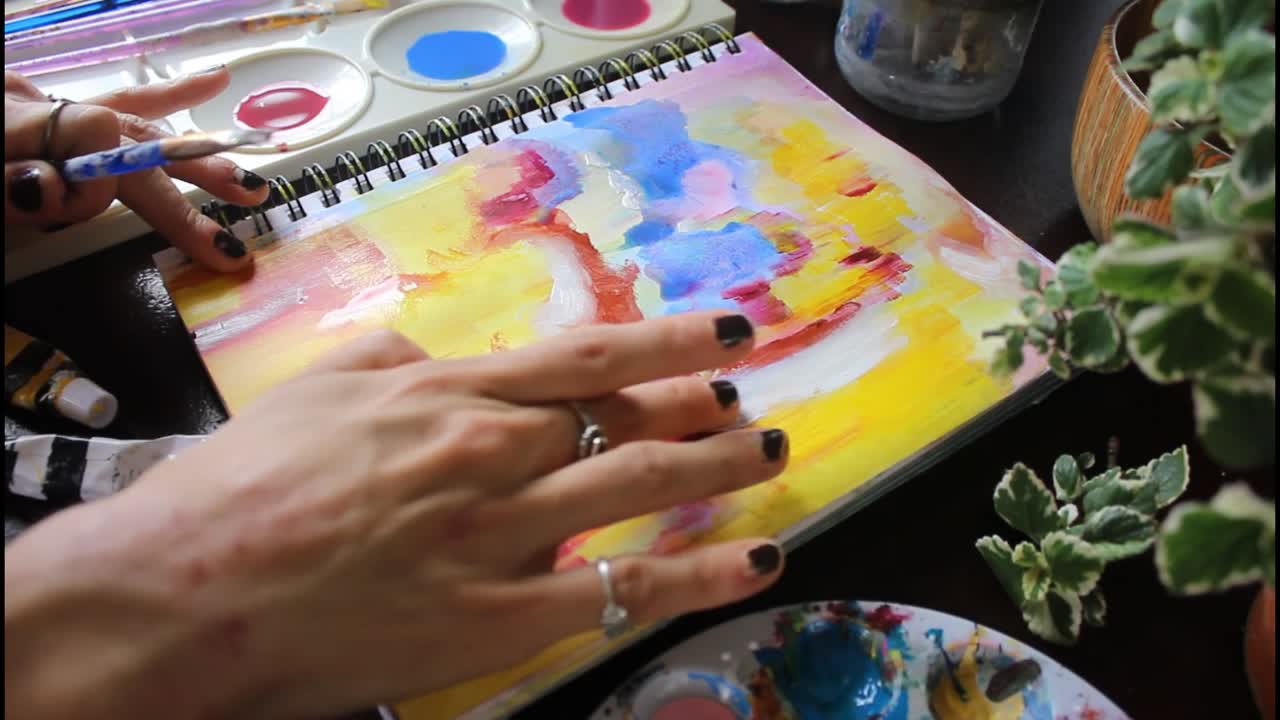 pintura abstracta en progreso