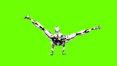 robot android is dancing. realistic looped motion on green screen background. 4k