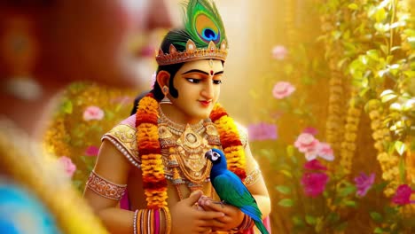 lord krishna with parrot