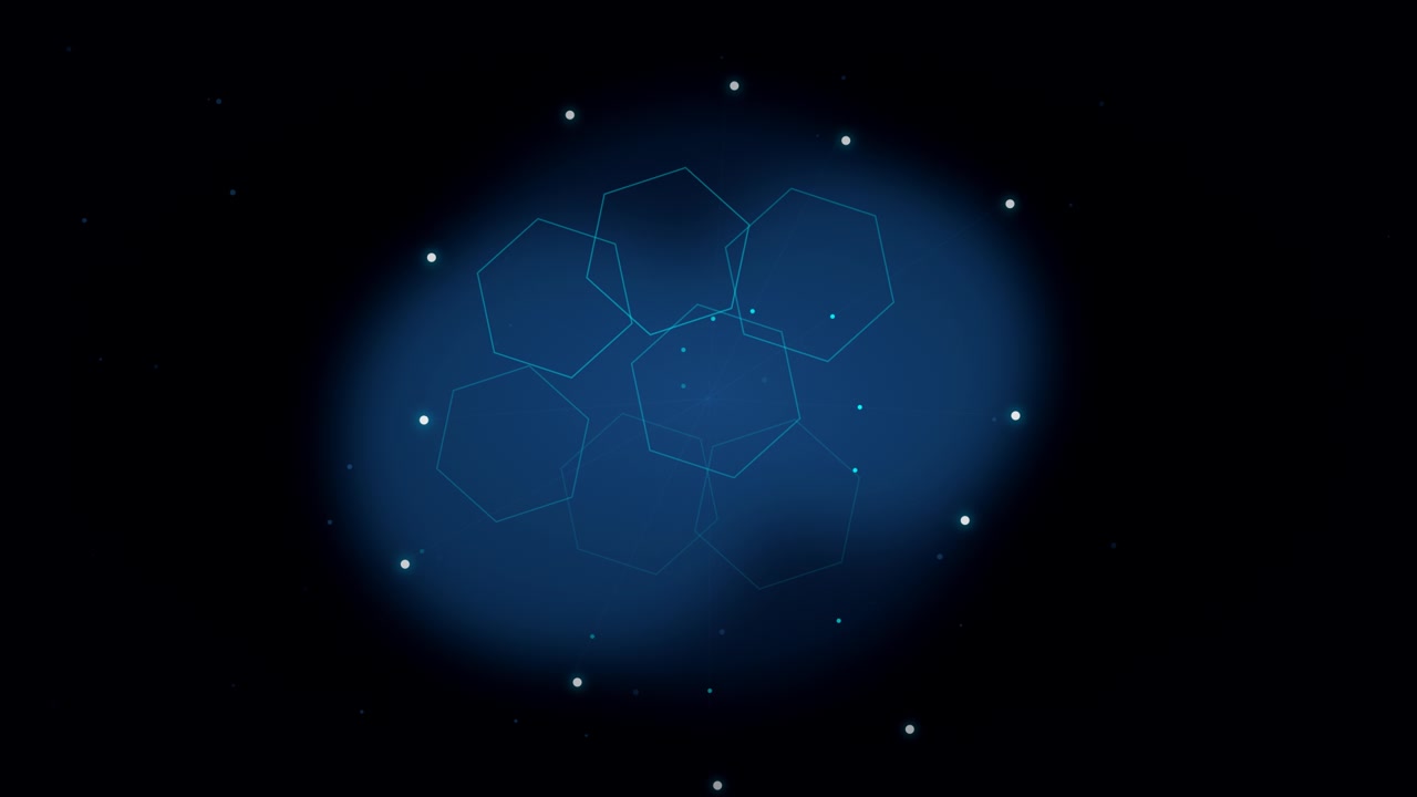 Abstract Digital Hexagon Network Animation on Dark Background
