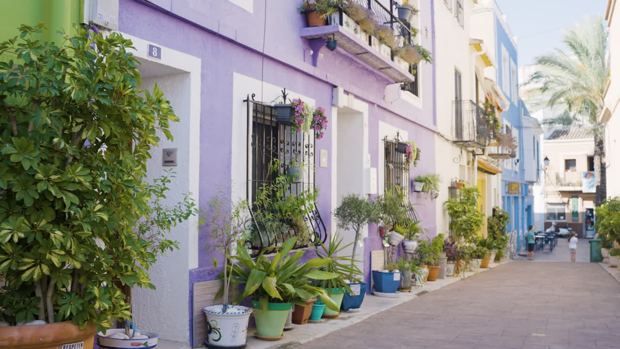 Colorful Spanish Alleyway with Plants