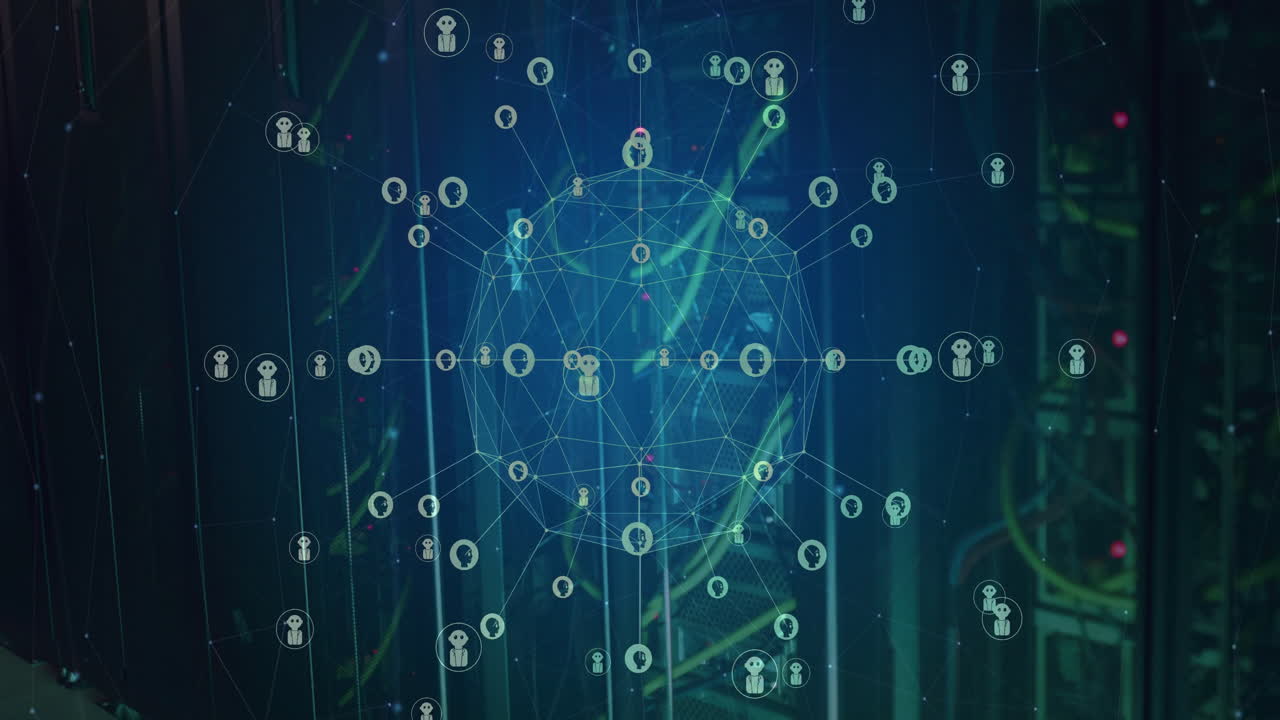animación del globo con conexiones e íconos de ai a través de servidores de computadora