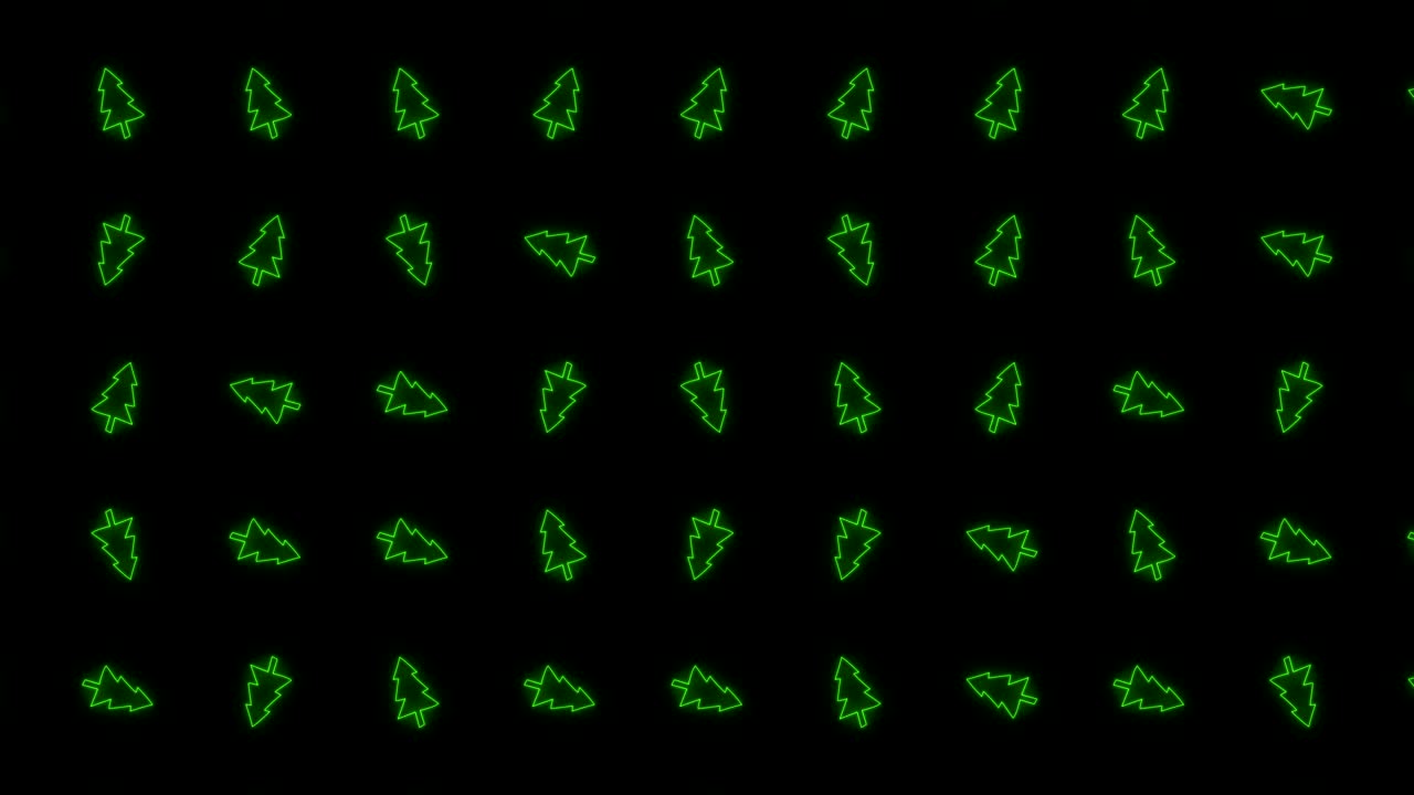 빛나는 녹색과 검은색의 크리스마스 트리 타일 배경 애니메이션 패턴