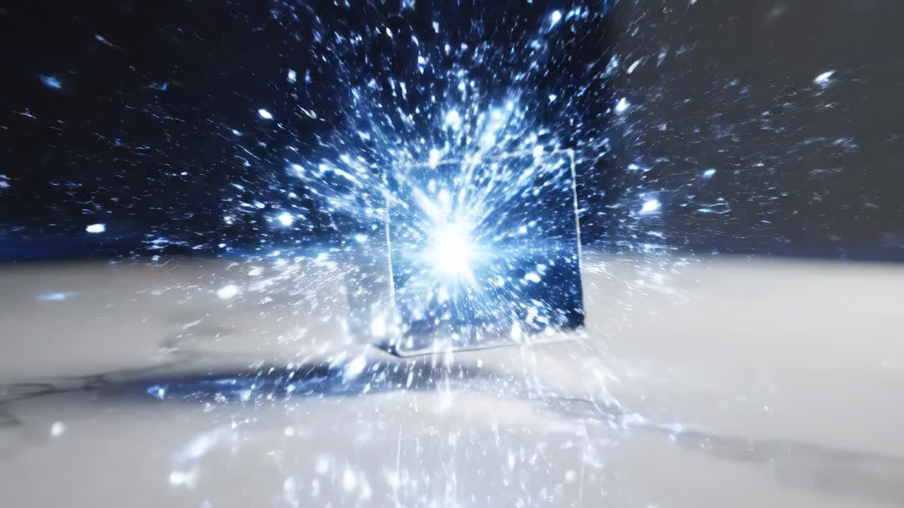 Silver Cube on Marble Surface