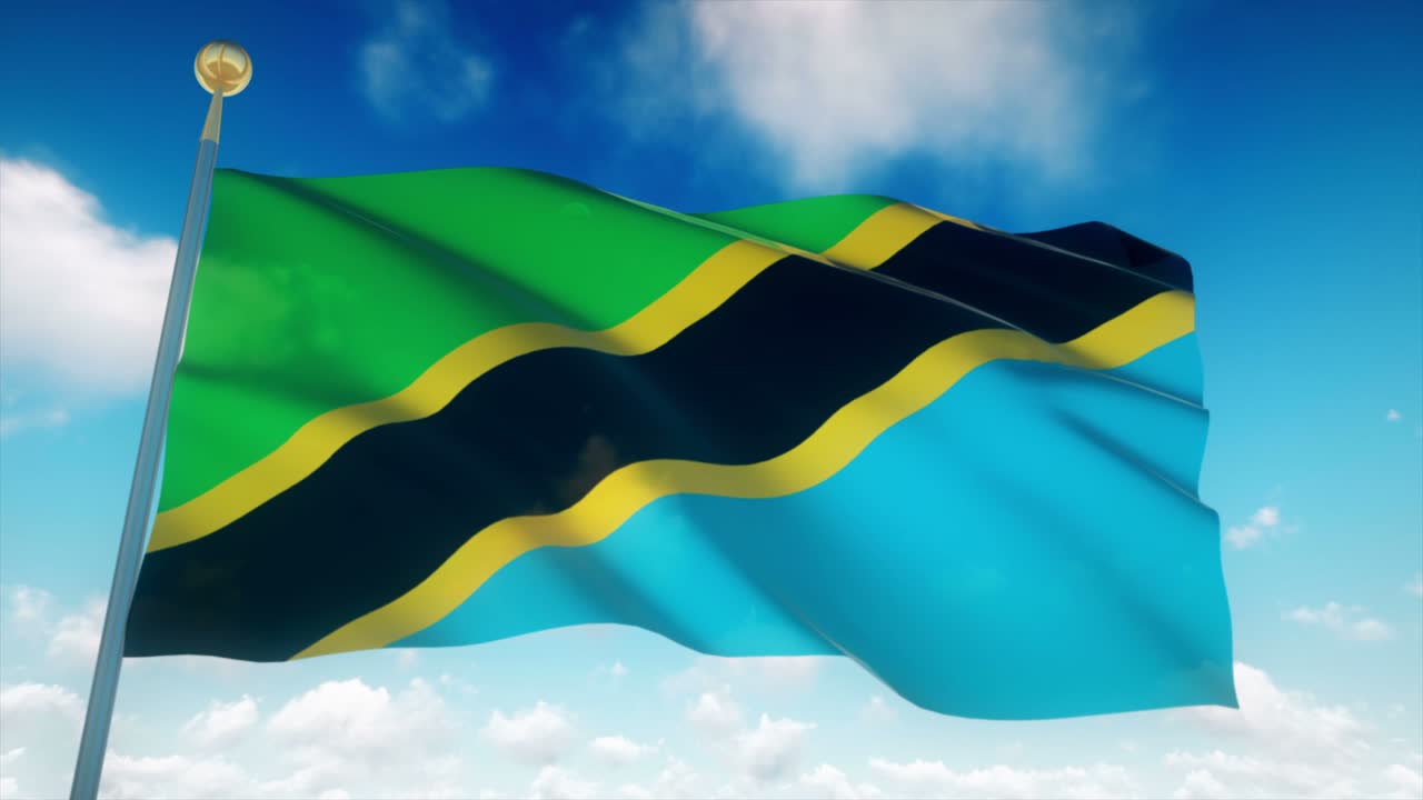 Bandiera 4K altamente dettagliata della Tanzania in loop