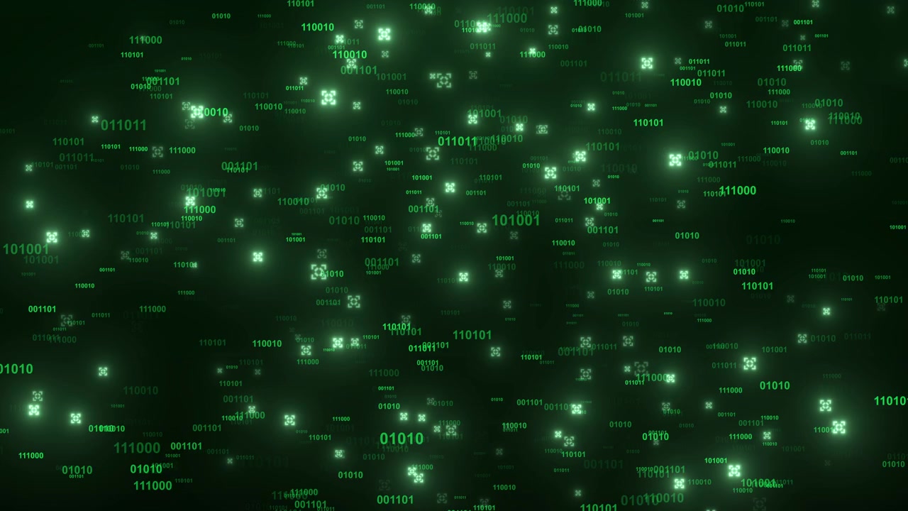 Digital binær kode streaming baggrund med glødende datasymboler