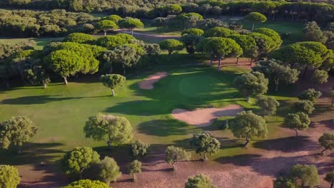 aerial view of a sand bunker in a golf course in the south of spain