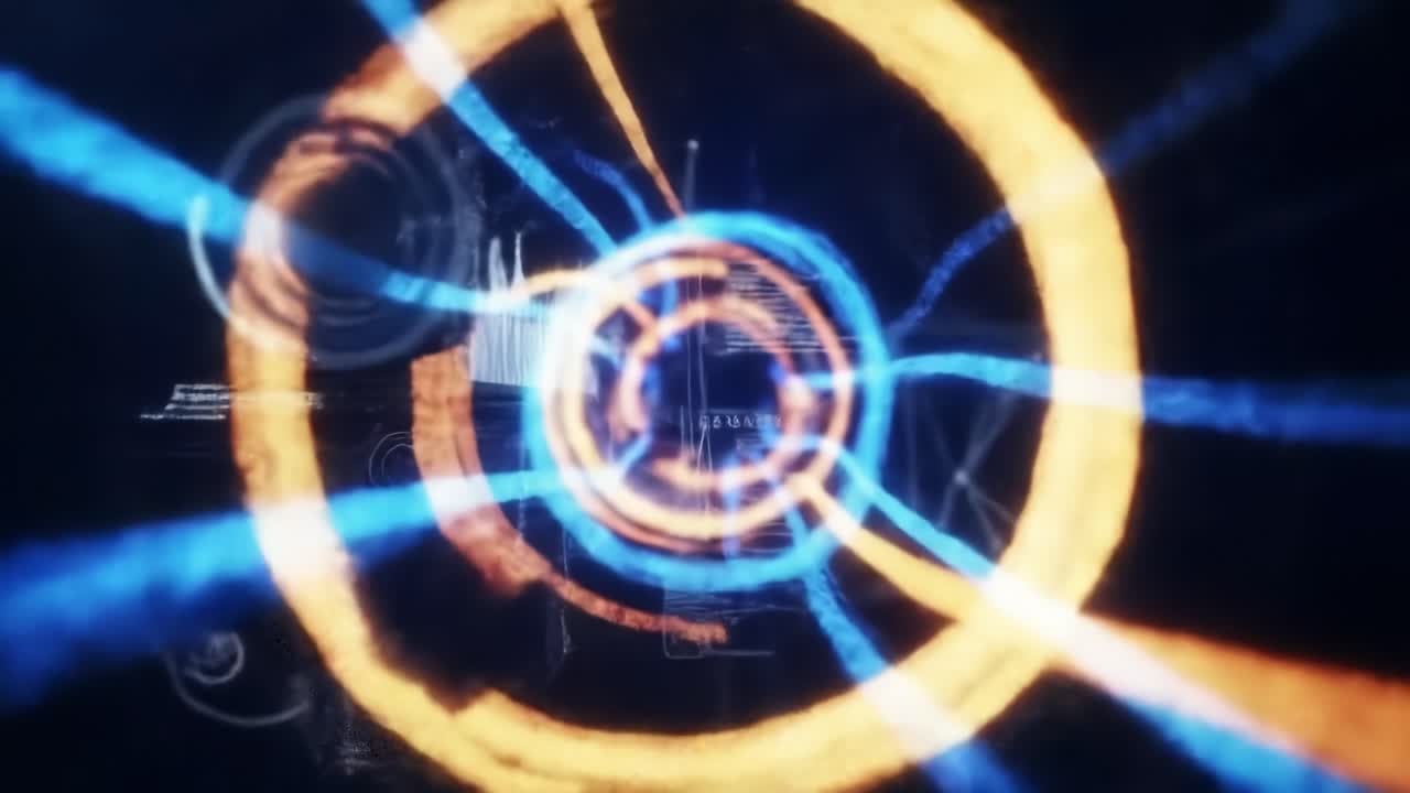 Dynamic Visualization of Energy Patterns and Data Flow through a Circular Tunnel Representing Convergence of Light and Information Transfer