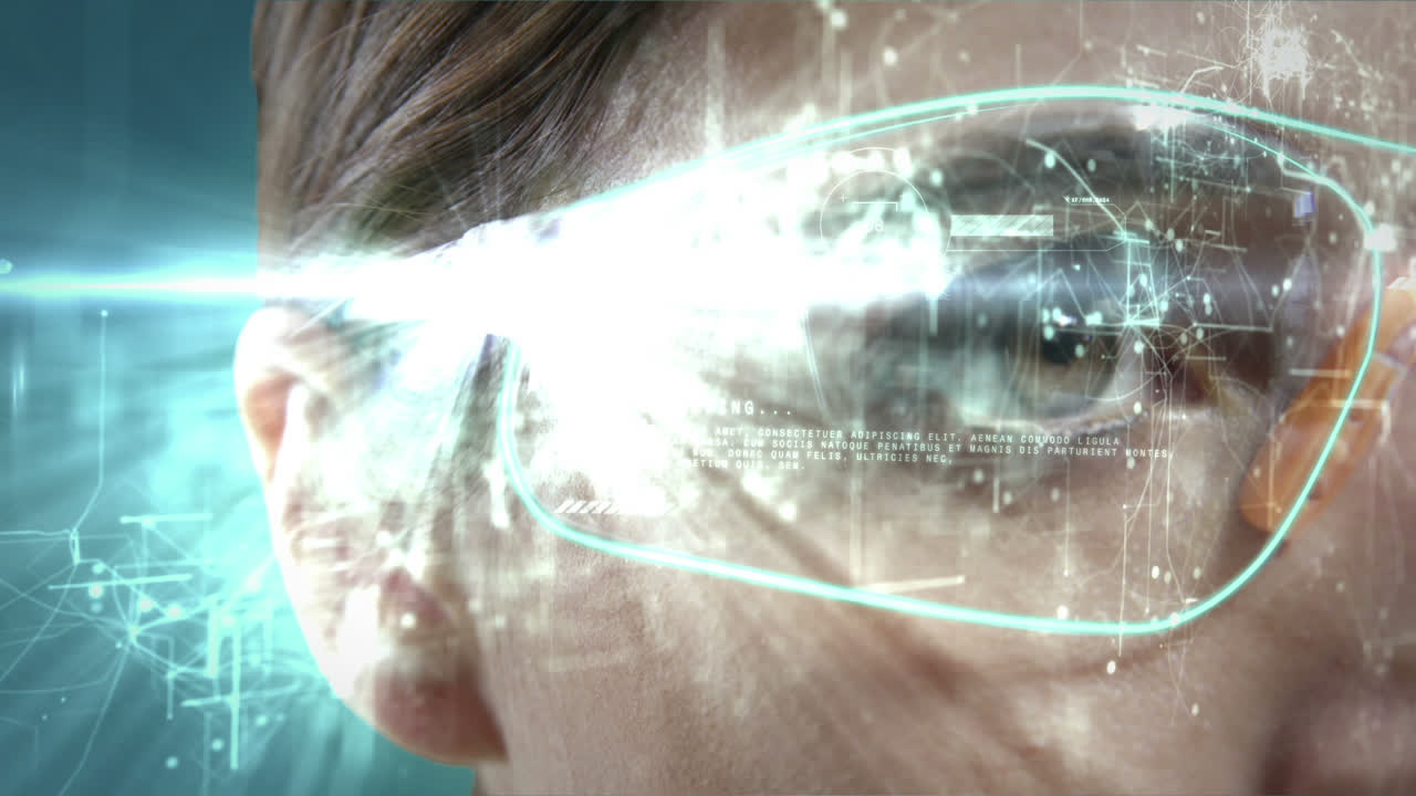 donna d'affari che indossa occhiali di realtà virtuale