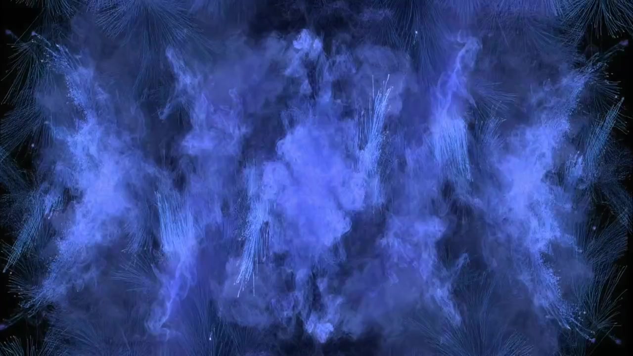 Esplosione astratta di polvere blu su sfondo nero