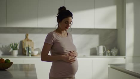 mujer embarazada en la cocina