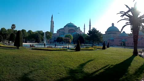 view of hagia sophia near the blue mosque in istanbul, turkey