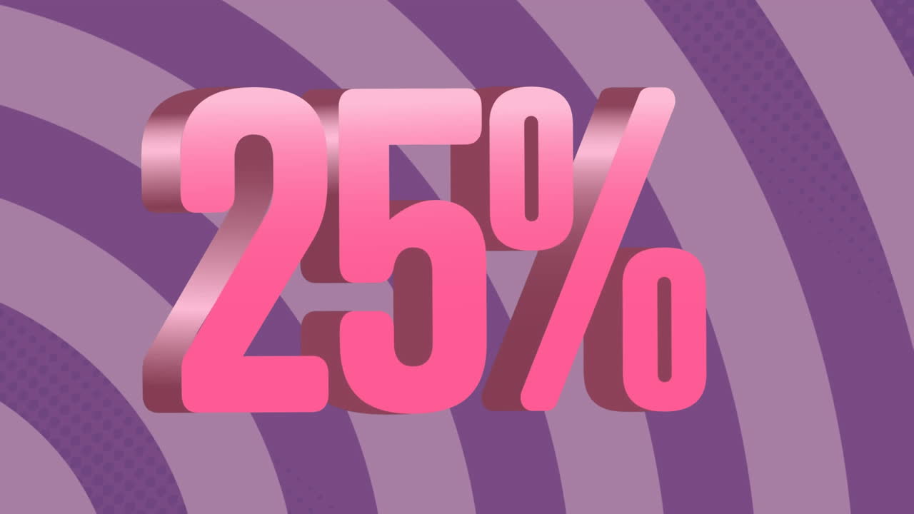 animación de un número de 25 con percentil sobre un patrón circular contra un fondo púrpura