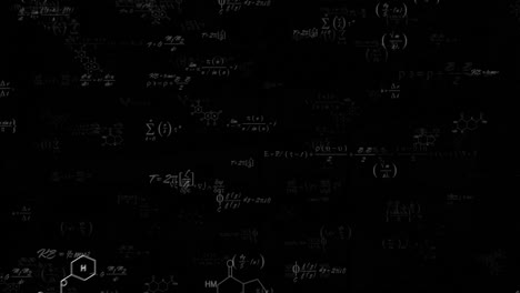 animación del procesamiento de ecuaciones matemáticas sobre un fondo negro